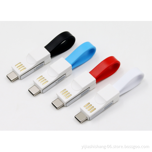 Yijiashishang Magnetic charging keychain usb cable with Logo for Android Micro usb,USB-C and iPhone